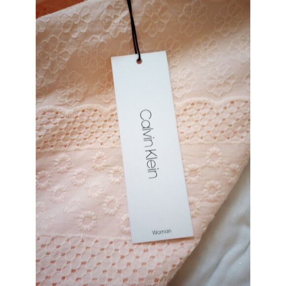 Calvin Klein Women's Cotton Eyelet Trapeze Dress Sz 14W New Lined Knee Length - Picture 2 of 11